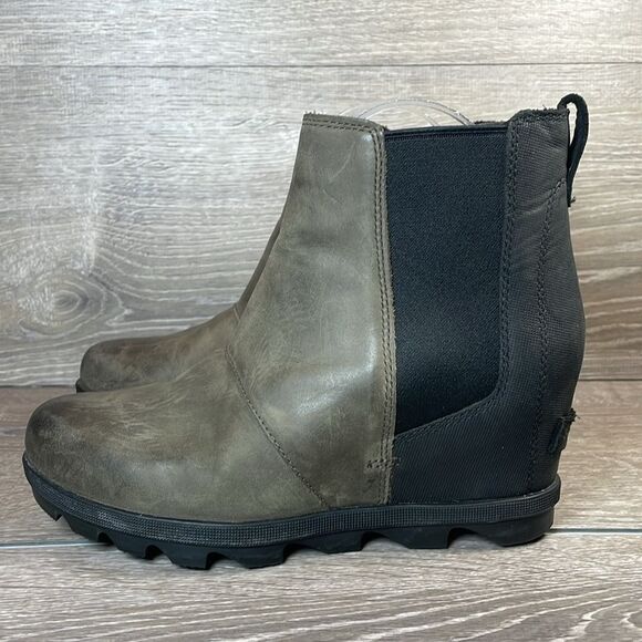 Sorel Joan of Arctic Wedge II Womens Sz 8.5 Quarry Gray Black Leather Ankle Boot - Picture 3 of 11